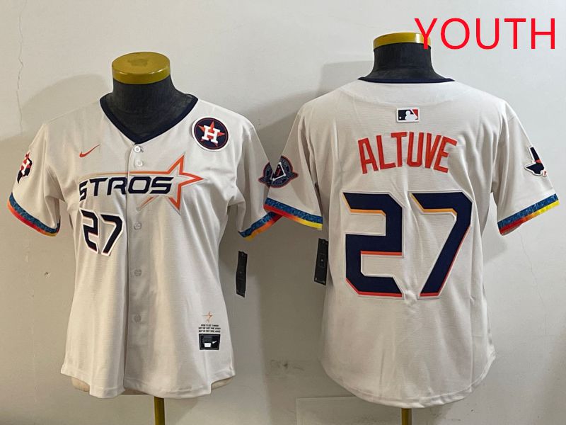 Youth Houston Astros #27 Altuve Cream Fourth generation Joint Name Nike 2025 MLB Jersey style 5